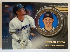 2020 Topps Series 2 Coin Relic Black /199 #TPM-KH Keston Hiura Milwaukee Brewers