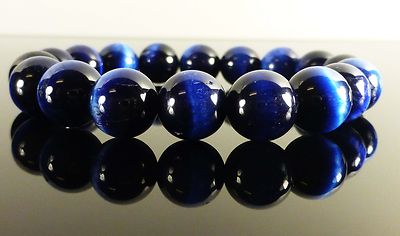 Tigerauge blaues Armband therapeutischer Edelstein, 6 mm 8 mm 10 mm 12 mm