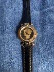 Vintage Britannia Faux 1940 Liberty Coin Women's Watch Black Leather Strap WORKS