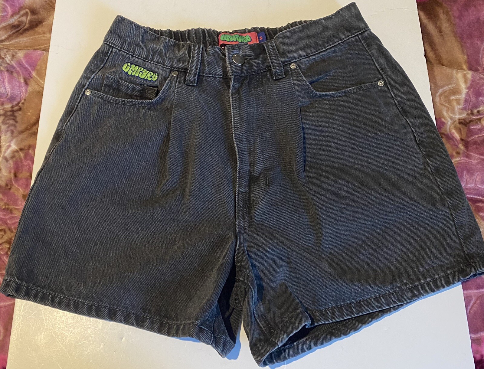 Vtg Empyre Denim Jean Shorts Women Small Black Baggy 90's Bu
