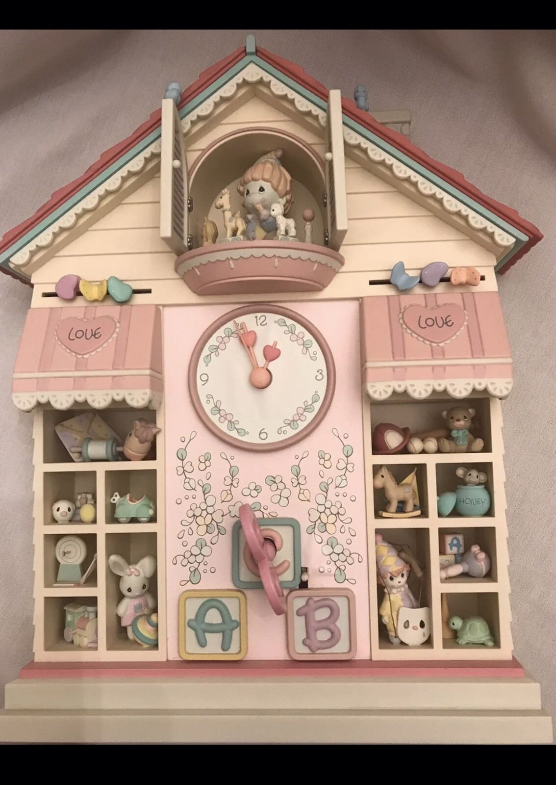 Enesco 1991 Precious Moments Toyland Illuminated Musical Action Clock enesco-1991-precious-moments-toyland-illuminated-musical-action-clock