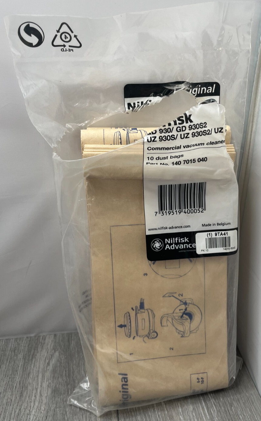 10ct Nilfisk Advance Commercial Vacuum Cleaner Bags for GD 930/930S2, UZ 930S ..