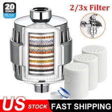 20-Stage Shower Head Filter with 3 Replaceable Filter Cartridges for Hard Water