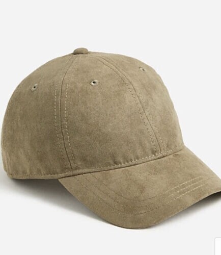 $59.50 JCrew Faux Suede Adjustable Warm Bayleaf Olive Green Baseball Cap Hat NEW