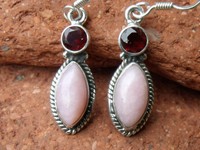 Pink Opal & Garnet 925 Sterling Silver Earrings Jewellery Silverandsoul Pink Opal & Garnet 925 Sterling Silver Earrings Jewellery Silverandsoul
