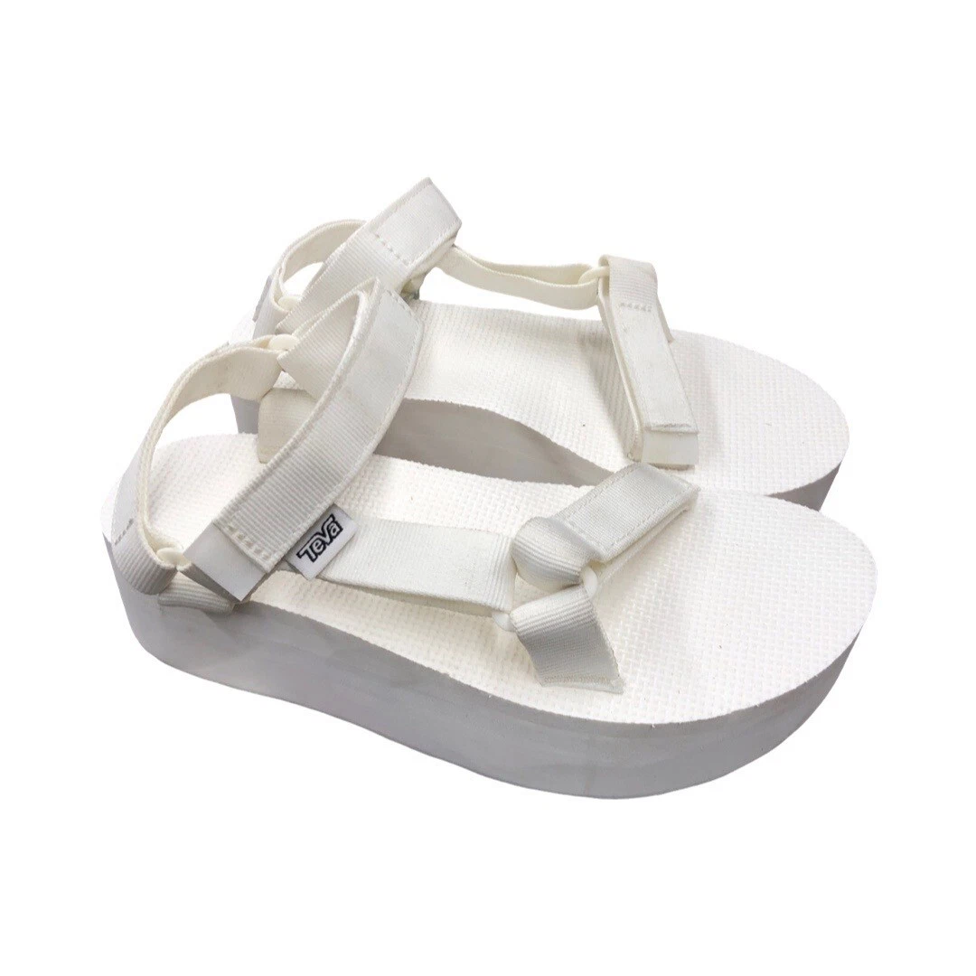 Teva Women's Flatform Universal Bright White Sandals 1008844 Stains