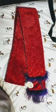 Women's scarf, red w gold shimmer, purple detail Berkeley Designs Red hat club