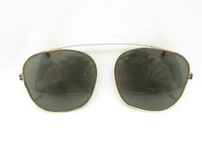 AMERICAN OPTICAL CLIP-ON GOLD SQUARE METAL SUNGLASSES 50 117043