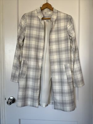 Carolina Belle Montreal White Black Open Front Blazer Jacket Size Small  Pockets