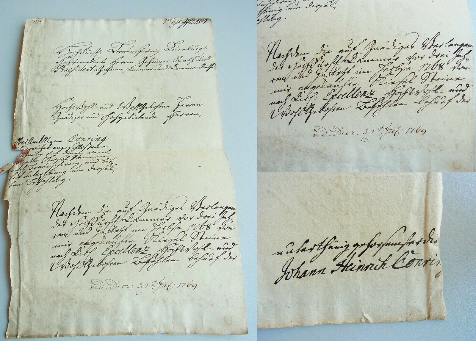 Document Camping 1769: Oberamtmann Conring, Fallerlebisches Steintor Brunswick