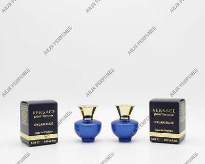 DYLAN BLUE by Versace 0. 17 oz (5 ml) eau de parfum mini splash women (lot of 2)