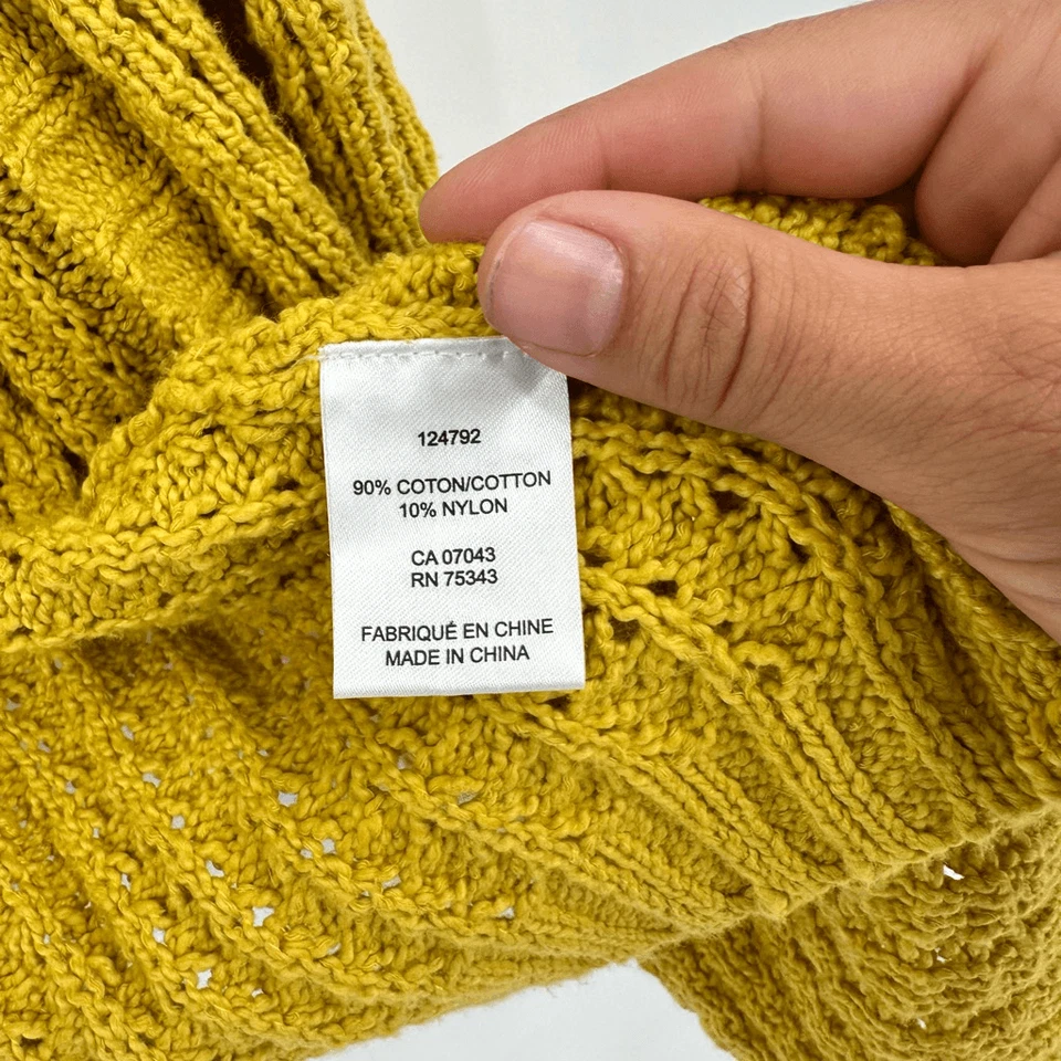 Cárdigan suéter amarillo mostaza tejido frente abierto C&C California para mujer talla XS Foto 4 de 4