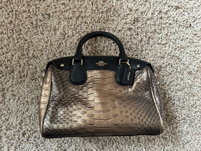 Coach Metallic Gold Python Satchel Crossbody F36657