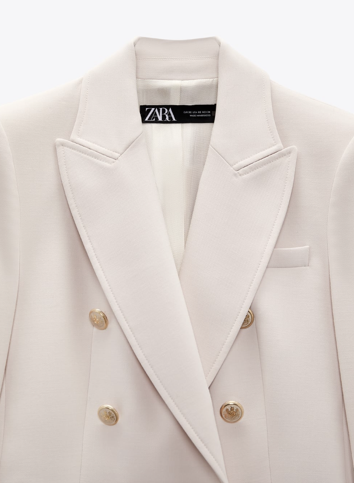 ZARA WOMAN NEW DOUBLE BREASTED LONG BLAZER BEIGE-PINK 2414 ZARA WOMAN NEW DOUBLE BREASTED LONG BLAZER BEIGE-PINK 2414