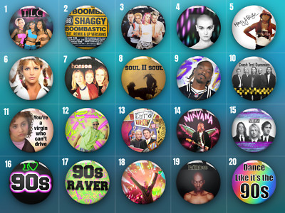 90er Pin Anstecker | Neunziger Party | 90er Musik | 90er Bands | 90s Retro Nostalgie