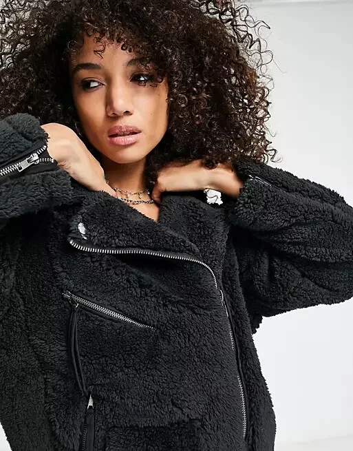 Free People So Cozy Slouchy Oversize Moto Jacket, Black, X-Small, RRP $168 - Image 2 of 3
