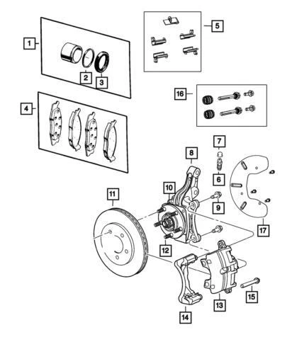 Pinça de freio dianteiro genuína Mopar 2007-2017 Chrysler Sebring 5191272AA - Imagem 3 de 3