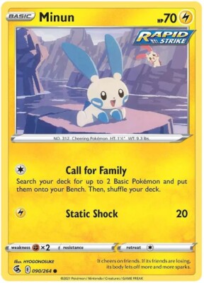 Minun Pokemon Fusion Strike TCG Card 090/264