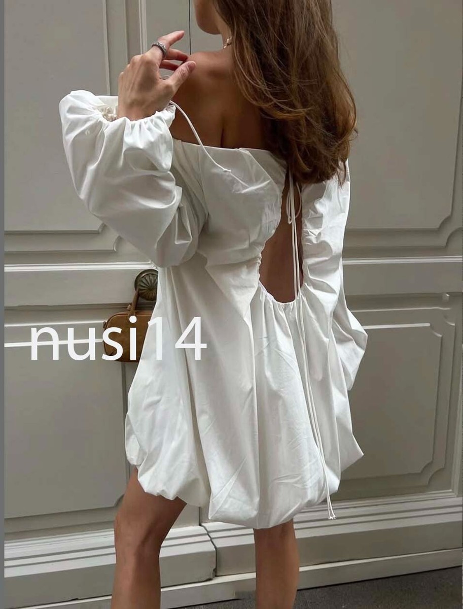 ワンピース SUNNEI Woman Dress White RTWWDRE029 8265 ZARA NEW WOMAN SHORT OFF-SHOULDER ZW FLOUNCED DRESS OYSTER