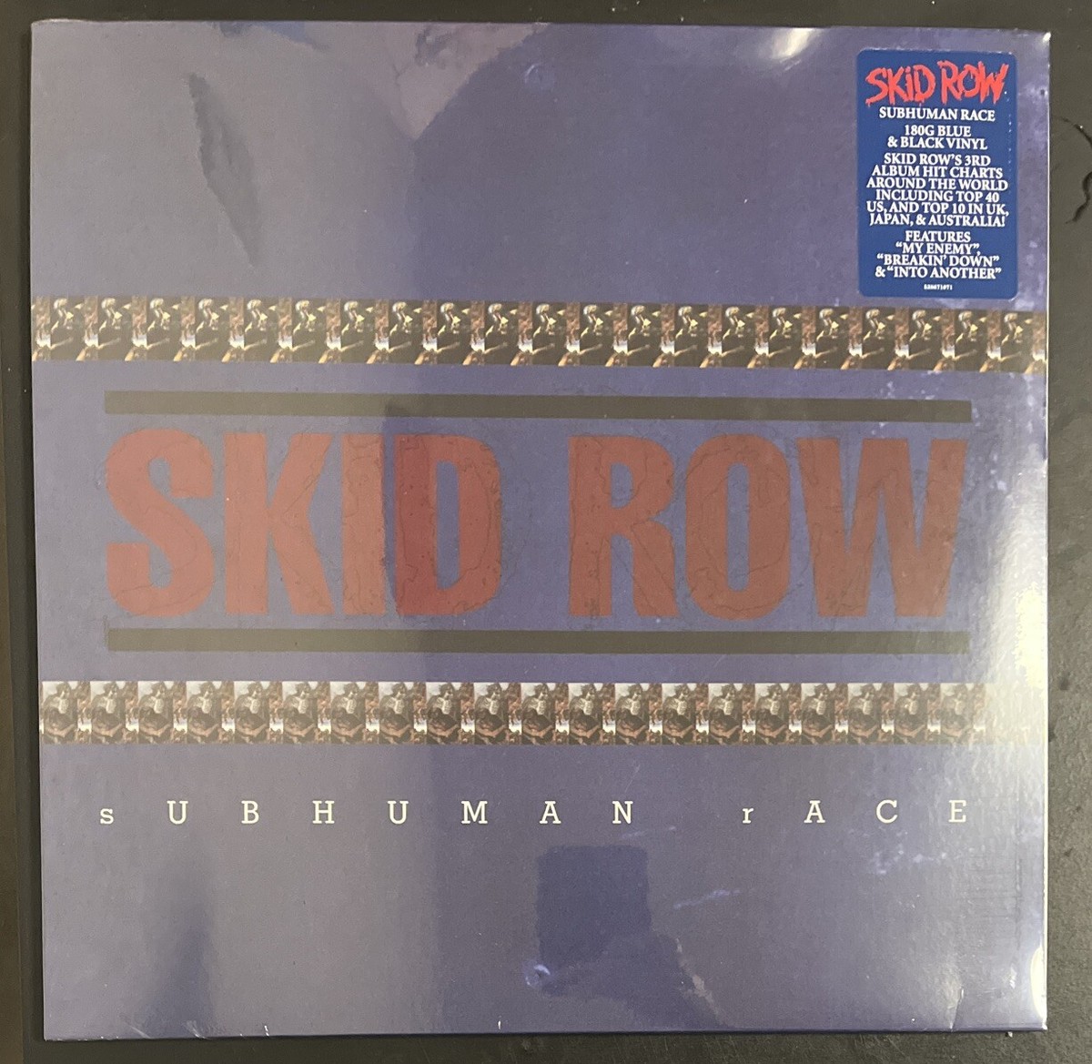SKID ROW SUBHUMAN RACE 2LP BLUE & BLACK 180G VINYL. SMALL CREASE