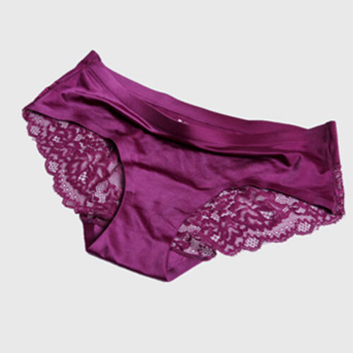 Womens Sexy Underwear Seamless Knickers Panties Sheer Lace Silky Solid Briefs - Picture 12 of 18