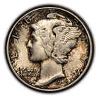 1943 10c Mercury Silver Dime - Luster - Original Toning- UNC - SKU-Y5270