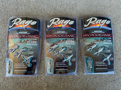3 packs Rage Hypodermic Deer Hunting Broadheads 100 Grain 2'' with PRACTICE POINT