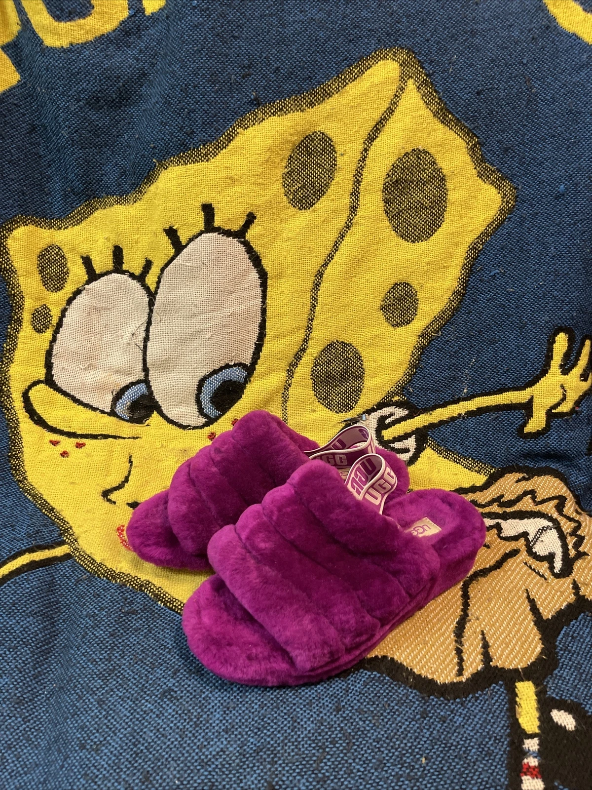 UGG FLUFF YEAH SLIDE Pantofola pelle di pecora 1095119 VIOLA donna taglia 6