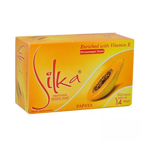 SILKA Papaya Skin Whitening Herbal Face and Body Bar Soap 135g NEW