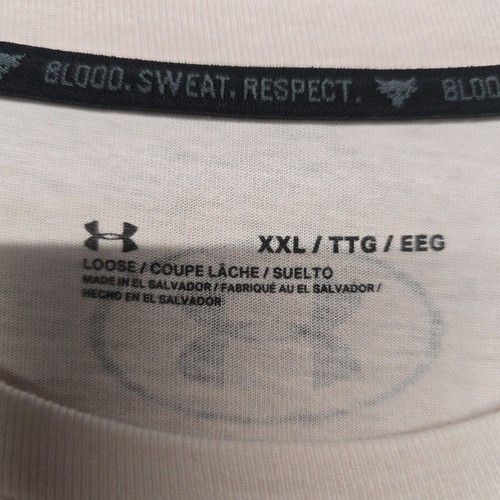 Under Armour Top Womens Sz 2XL Pink Loose Fit Project Rock Blood Sweat Respect - Picture 3 of 18