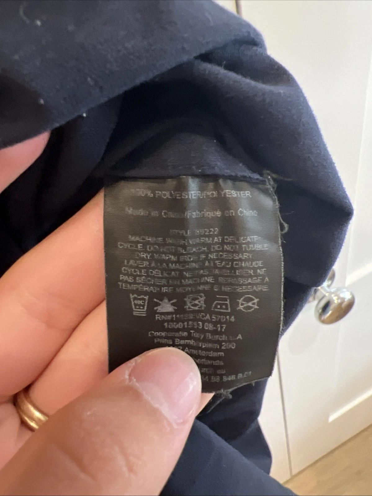 Abito Jane Tory Burch con volant davanti manica lunga blu navy taglia 2