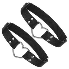 2Pcs Adjustable Leather Heart Garter, Heart Leg Garter Belt Elastic Thigh Garter