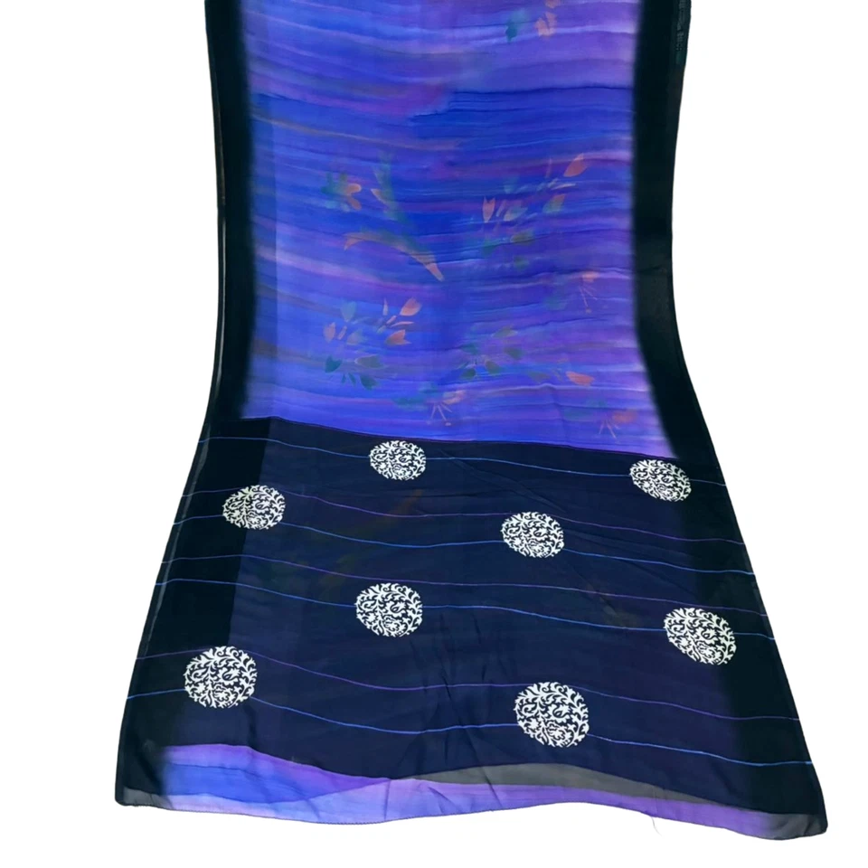 Vestido de mujer indio decoración sari tela artesanal estampado vintage usado tela sari azul Foto 2 de 4