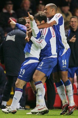 Goalscorer David Thompson of Blackburn Rovers celebrates with tea- 2005 Photo