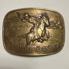 Smith Wesson 1975 Cowboy Horse Brass Belt Buckle Western Americana Collectible
