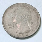 1964 Washington Silver Quarter 90% Silver Circulated Coin #5800