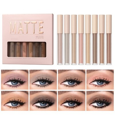 Matte Liquid Eyeshadow 8 Colors Neutral Naked Smooth Creamy Eyeshadow Lightwe...