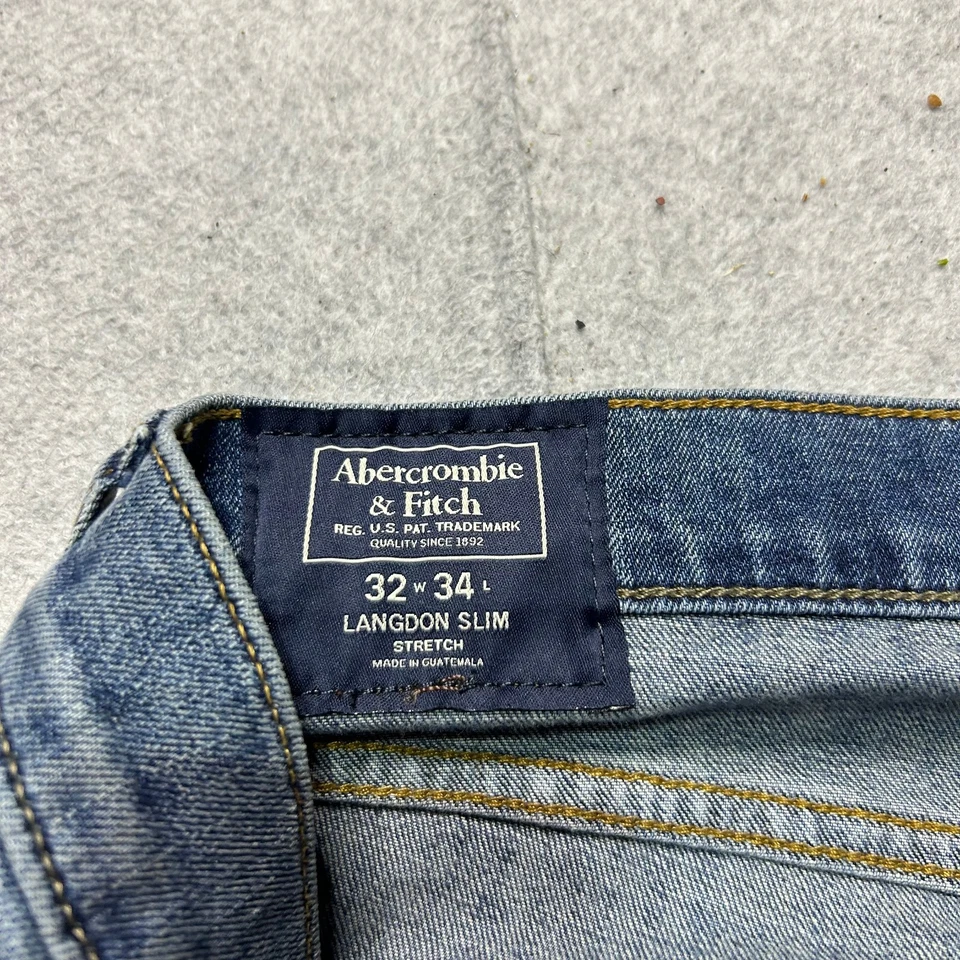 Abercrombie & Fitch Jeans Mens 32 X 34 Langdon Slim Stretch Medium Wash Denim - Image 3 of 4