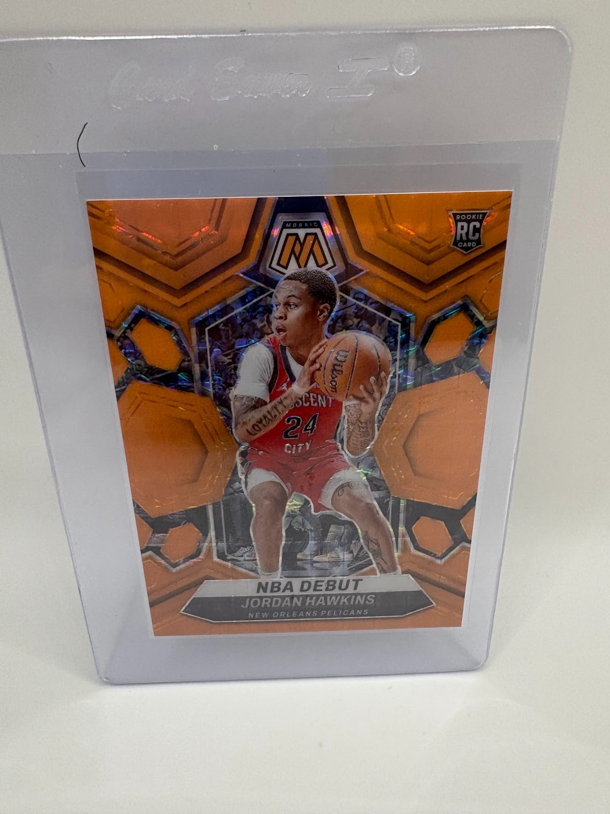 2023-24 Panini Mosaic Rookies Jordan Hawkins #243 Fluorescent Orange Mosaic /25