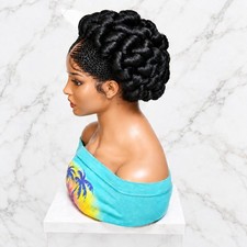 Braided Wig Cornrow with Jumbo Twist Braids Bantu Knots Full Lace with Baby Hair
