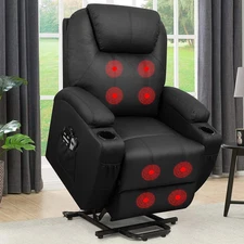 Massage Chair Power Lift Recliner Sofa Elderly Ergonomic Lounge Chair Cup Holder