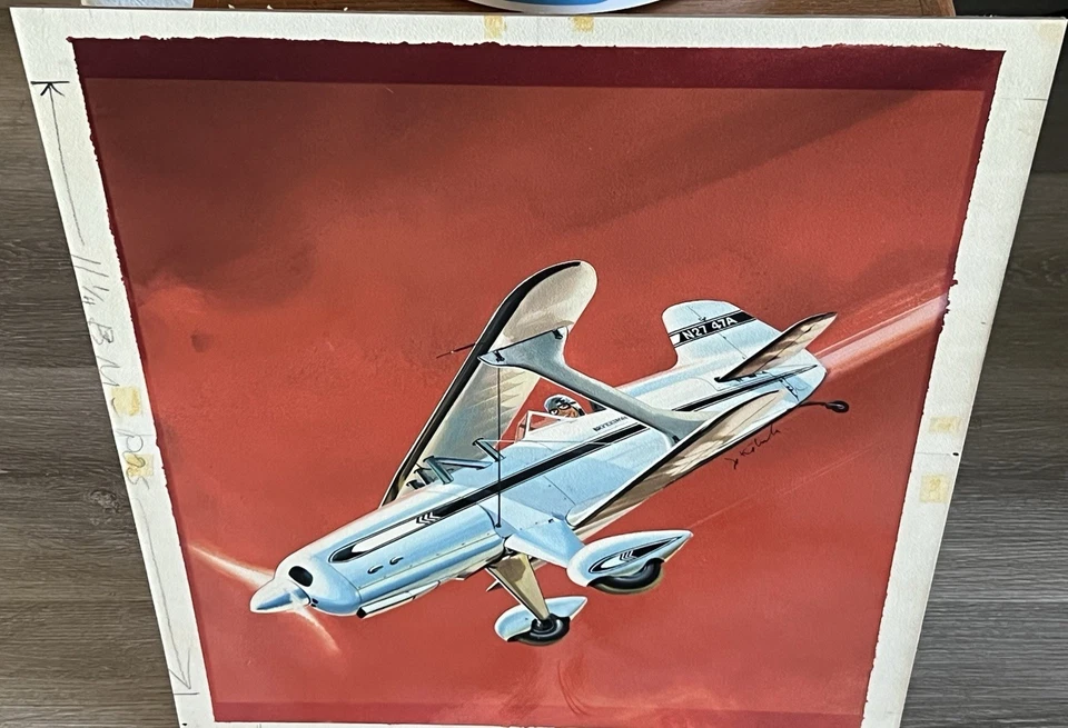 JO KOTULA 1959 Modelo Avión Noticias Arte de Portada Pintura Original Con Revista ☼ Foto 2 de 4