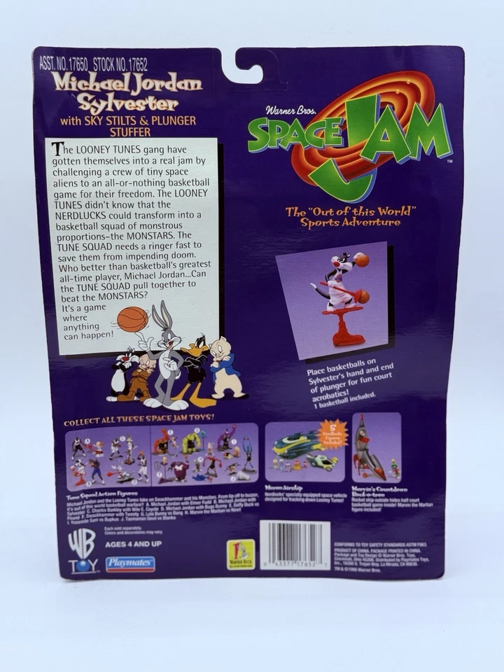 Zancos y émbolo vintage 1996 WB Space Jam Michael Jordan Sylvester Sky Stuffer Foto 2 de 3