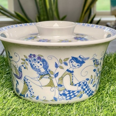 Vtg Figgjo Flint Lotte Casserole Dish & Lid by Turi G Oliver - Folk Art Norway