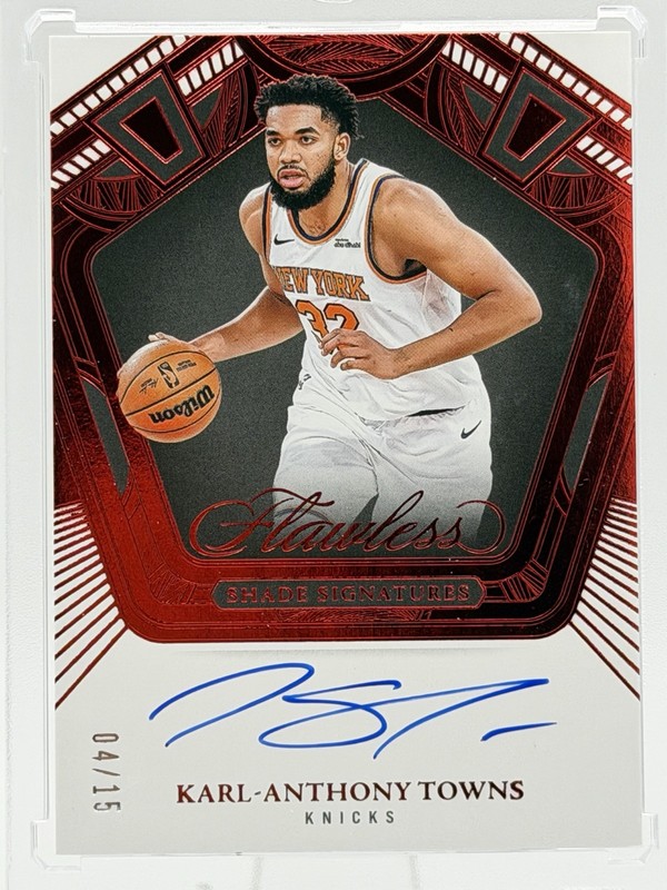 Karl-Anthony Towns Auto - 2024-25 Panini Flawless Shade Signatures Ruby /15