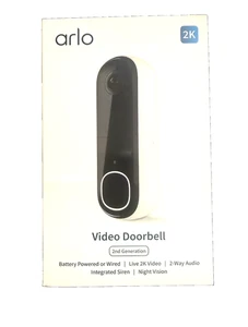 NIB Arlo White Video Doorbell 2k 2nd Gen - Battery Powered or Wired - Live 2K