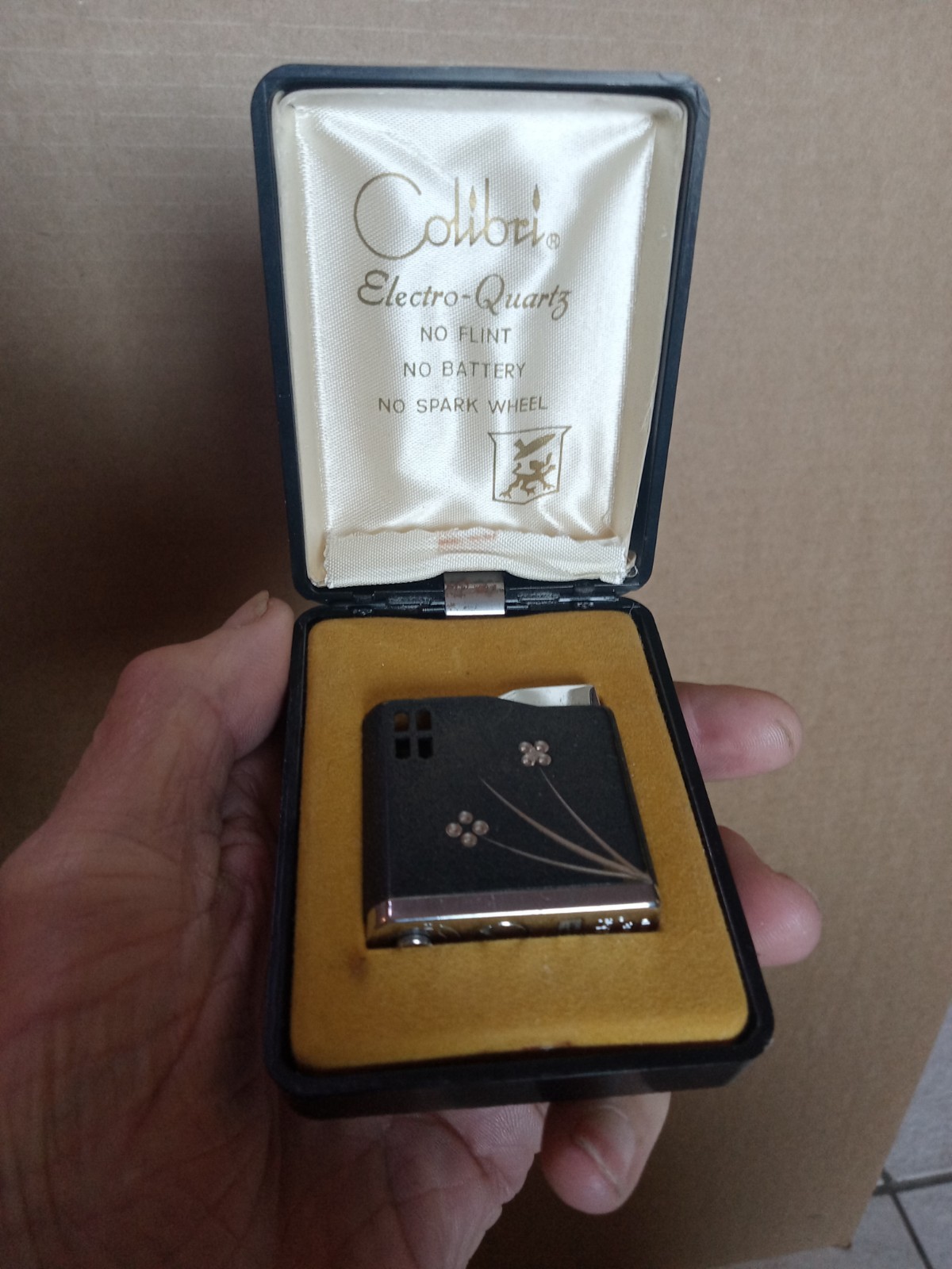 Vintage Black Japaned Original Box