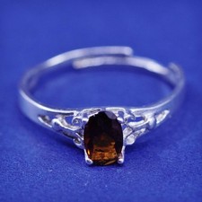 Size adjustable, vintage Sterling 925 silver handmade ring with ruby