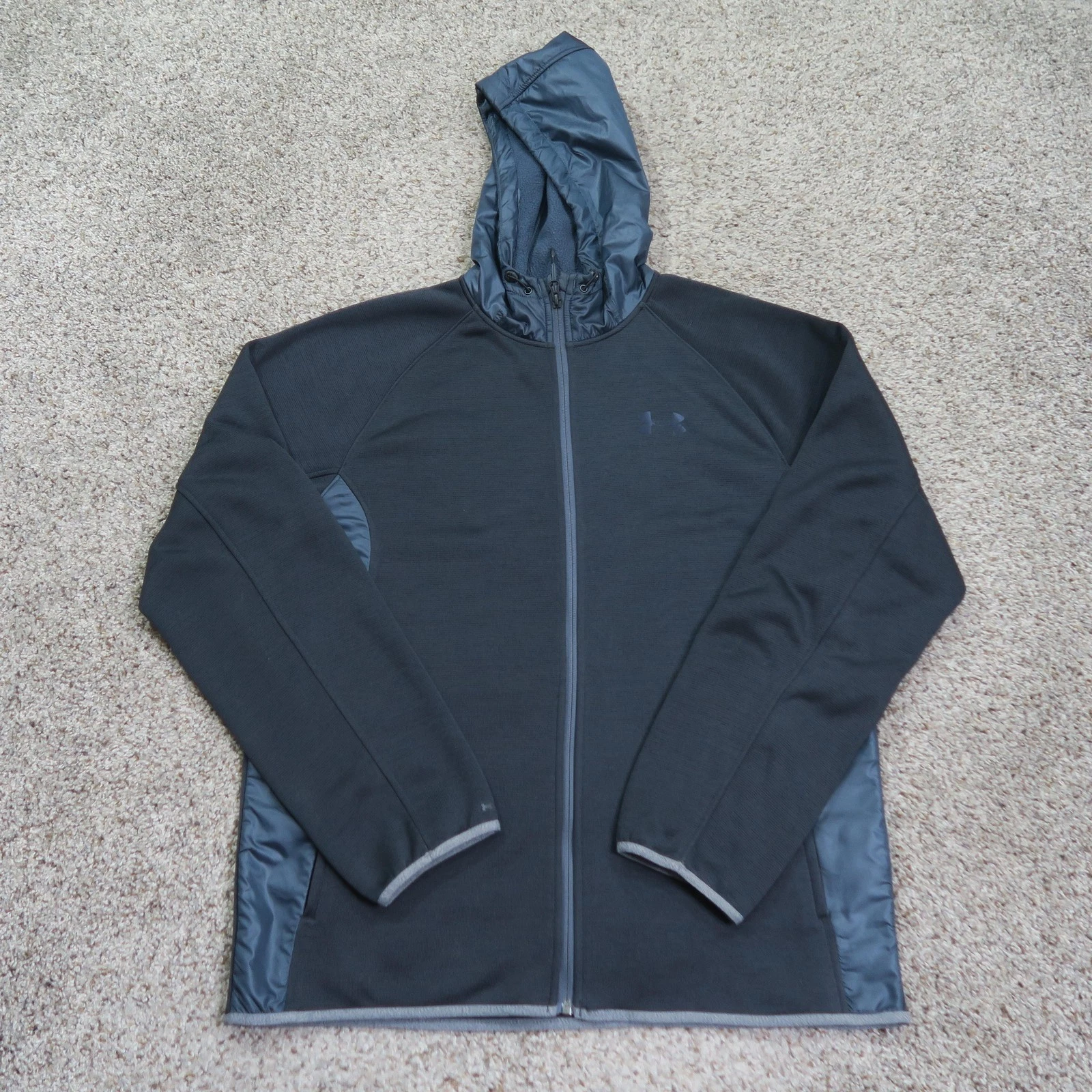 Under Armour Jacket Mens Large Black Storm ColdGear Hooded Water Resistant Zip