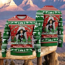 Vintage 90s Movie Ugly xmas Sweater, Nakatomi Plaza  Hans Gruber Pullover